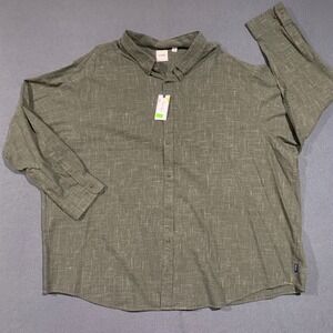 ROWM‎ Big Man 4XB Green Textured Long Sleeve Button Up Shirt 100% Cotton NWT